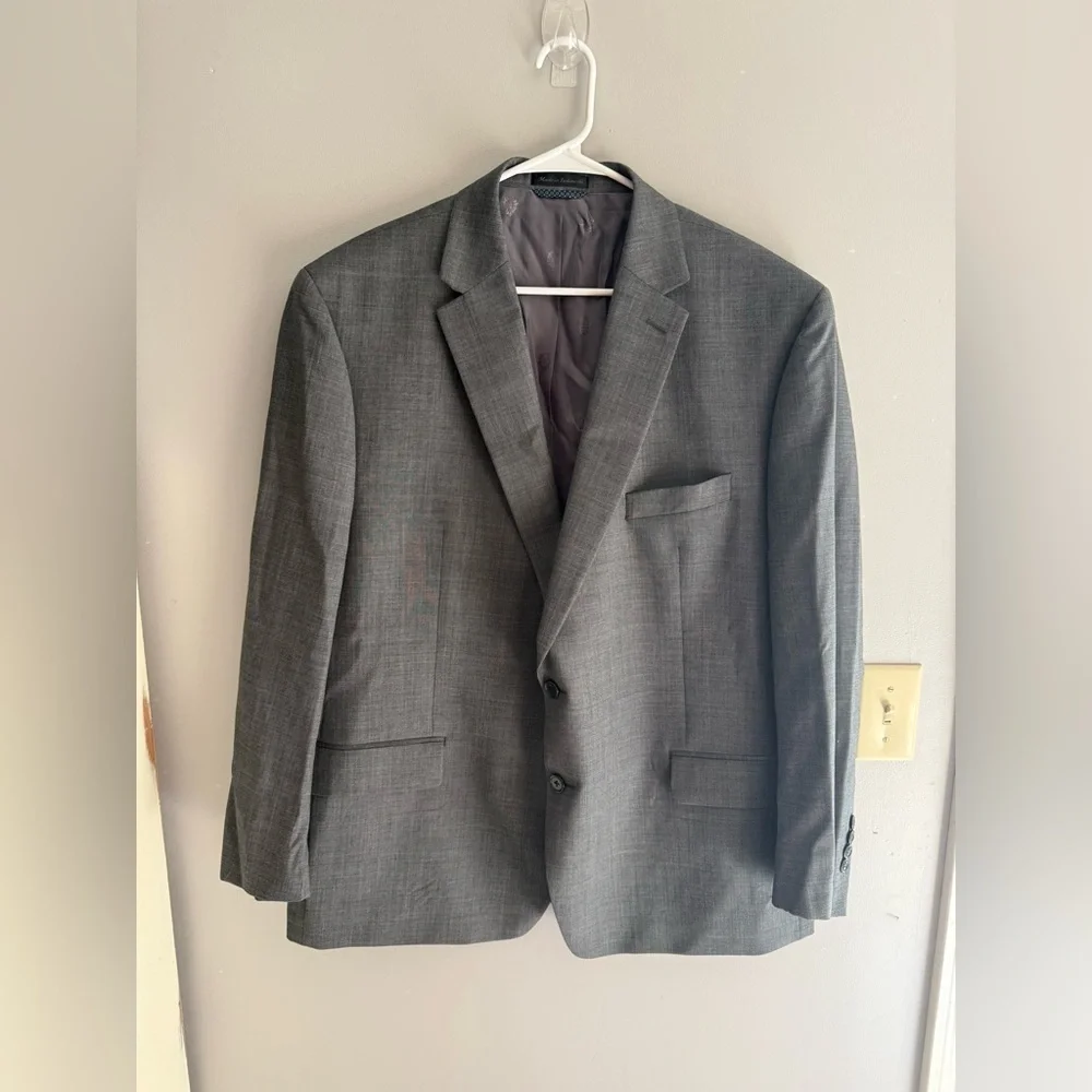 Lauren Ralph Lauren Mens Grey Two Button Wool Suit Jacket Blazer SZ 48R Preppy